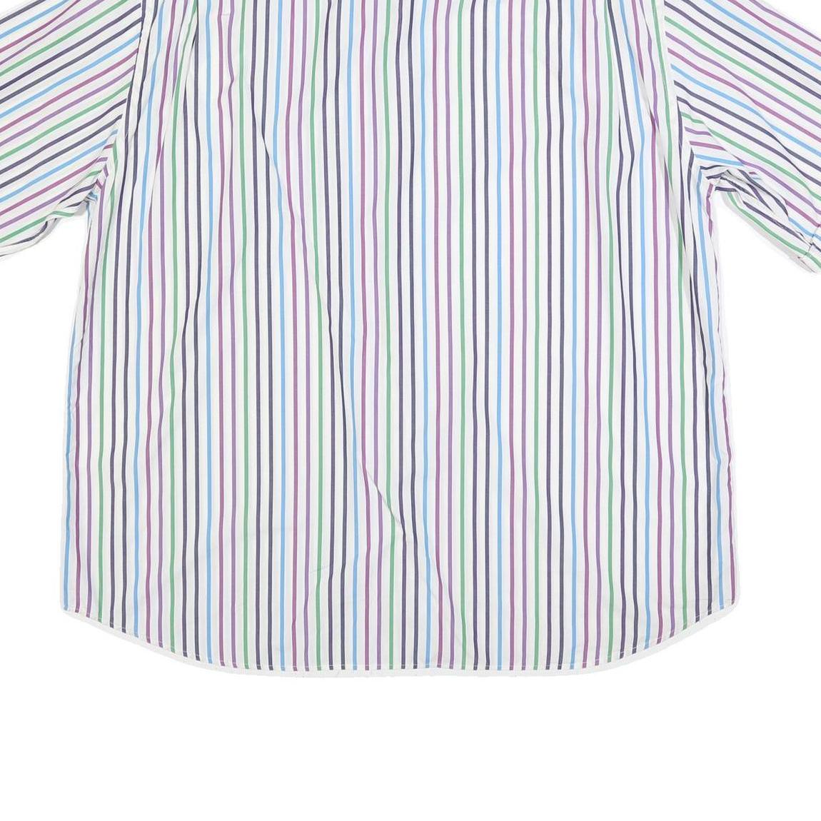 PAUL & SHARK Mens White & Multicolour Stripe Shirt XL Short Sleeve Cotton Casual