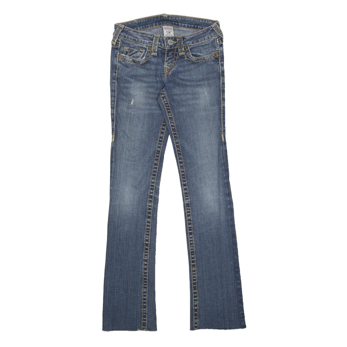 TRUE RELIGION Womens Blue Slim Bootcut Denim Medium Cotton Blend W26 L31 Zip