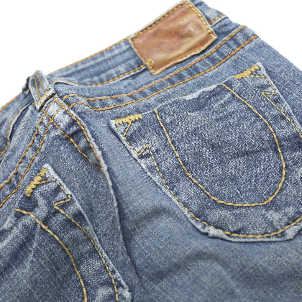 TRUE RELIGION Womens Blue Slim Bootcut Denim Medium Cotton Blend W26 L31 Zip