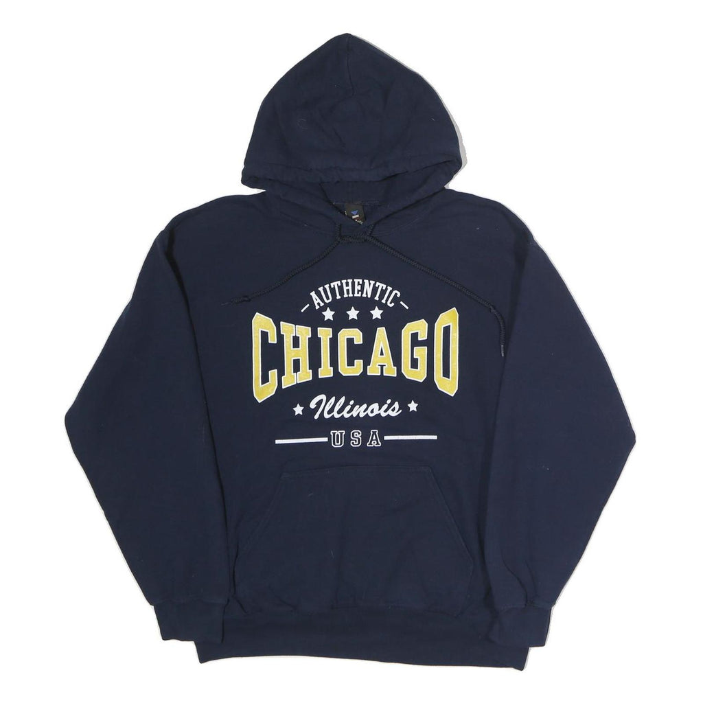 POINT SPORTSWEAR Mens Navy Authentic Chicago Illinois USA Pullover Hoodie M