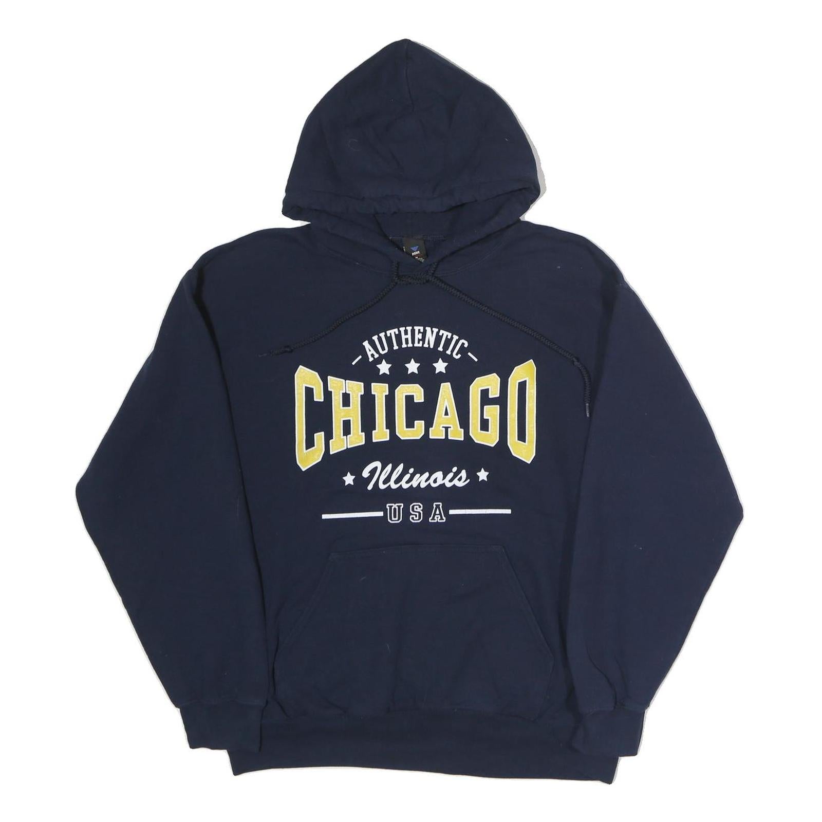 POINT SPORTSWEAR Mens Navy Authentic Chicago Illinois USA Pullover Hoodie M