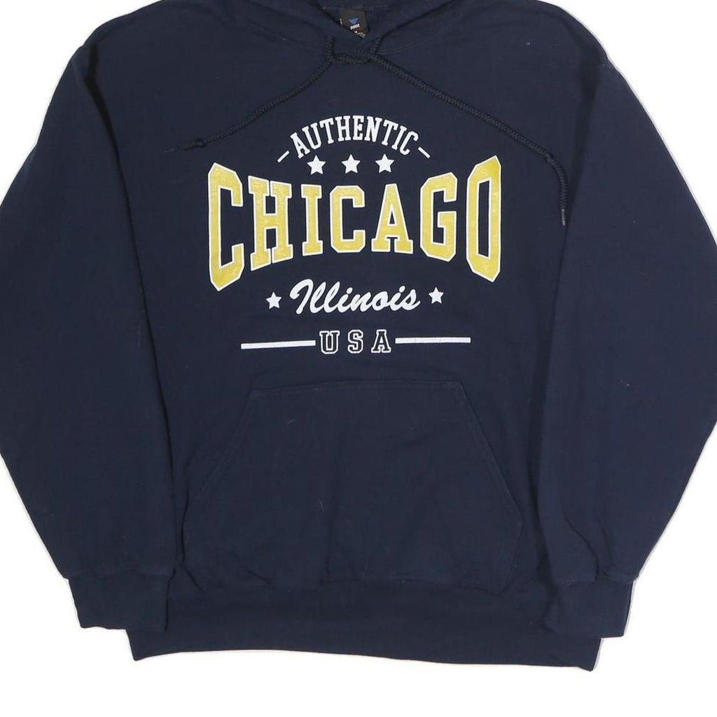 POINT SPORTSWEAR Mens Navy Authentic Chicago Illinois USA Pullover Hoodie M