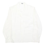 ELKONE Womens White Shirt M Embroidered Cotton Blend Long Sleeve Button