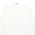 ELKONE Womens White Shirt M Embroidered Cotton Blend Long Sleeve Button