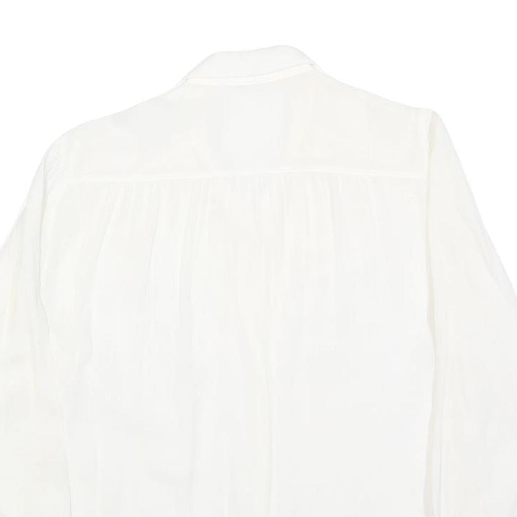 ELKONE Womens White Shirt M Embroidered Cotton Blend Long Sleeve Button