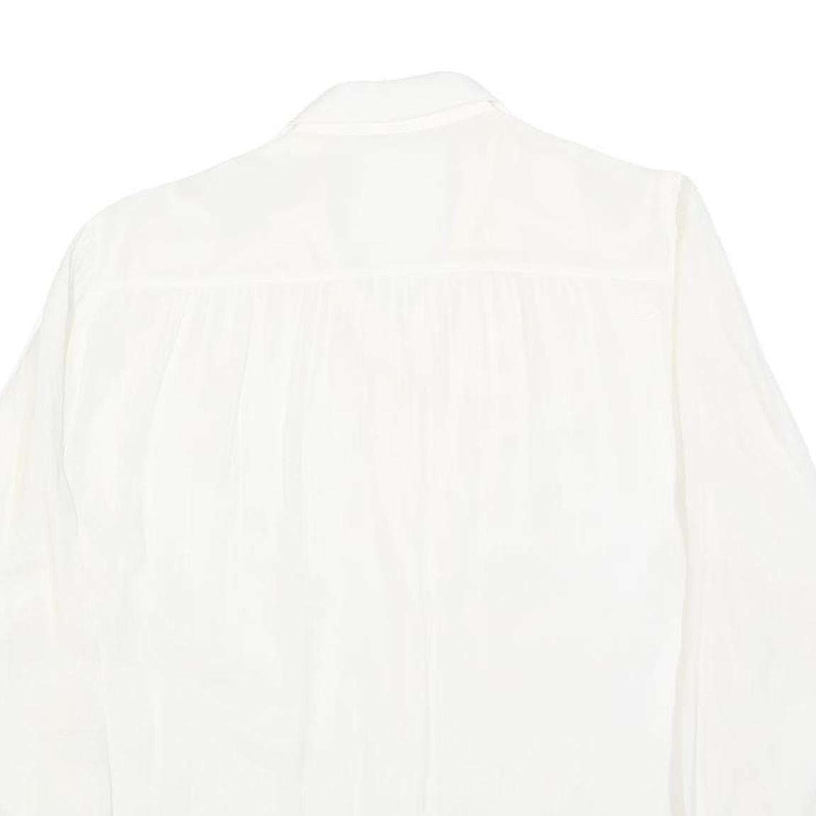 ELKONE Womens White Shirt M Embroidered Cotton Blend Long Sleeve Button