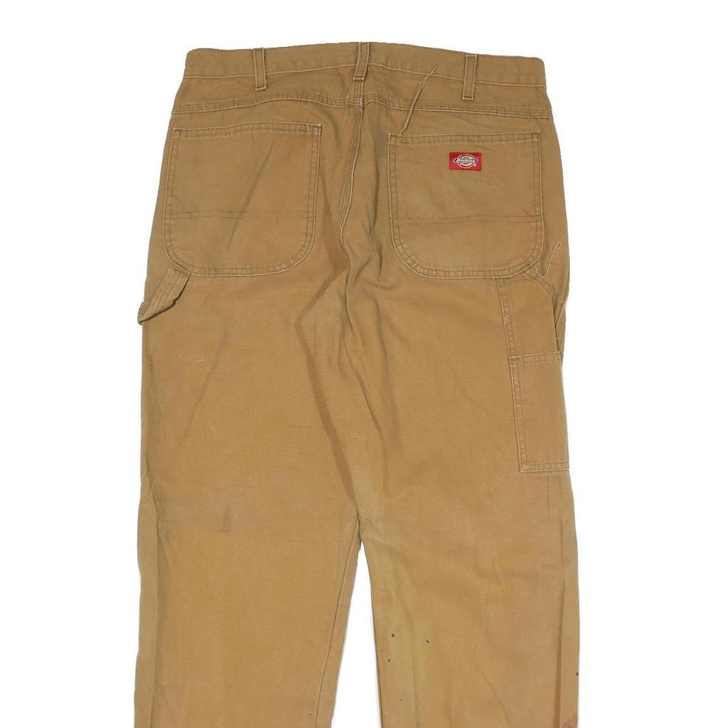 DICKIES Mens Cotton Blend Beige Regular Fit Straight Leg Trousers W32 L31
