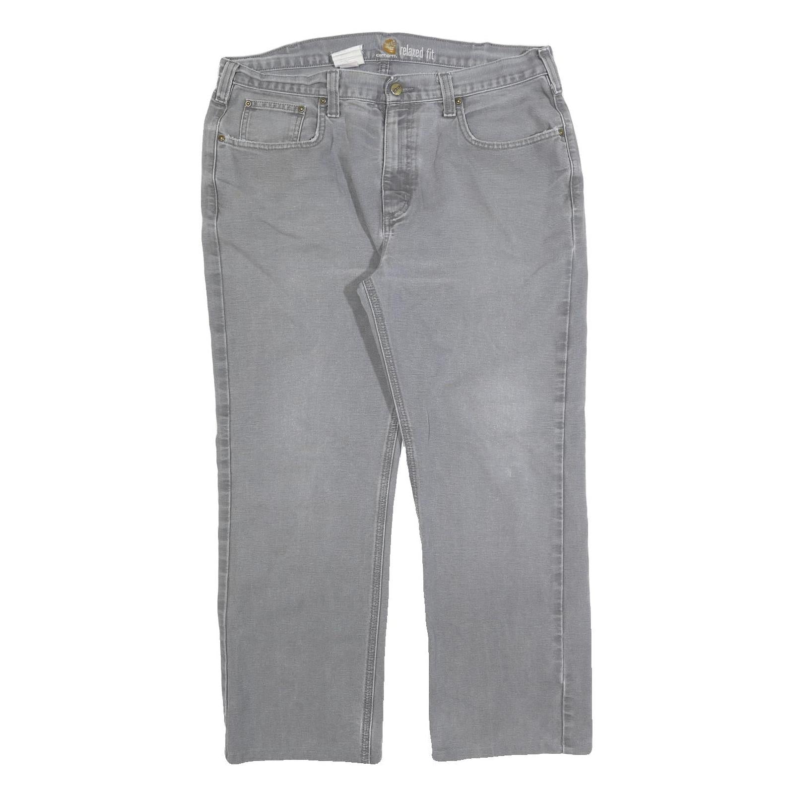 CARHARTT Mens Jeans Grey Relaxed Straight Denim Medium W36 L27 Workwear Zip