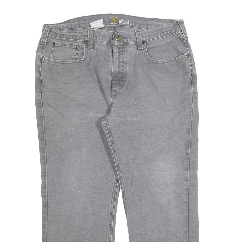 CARHARTT Mens Jeans Grey Relaxed Straight Denim Medium W36 L27 Workwear Zip