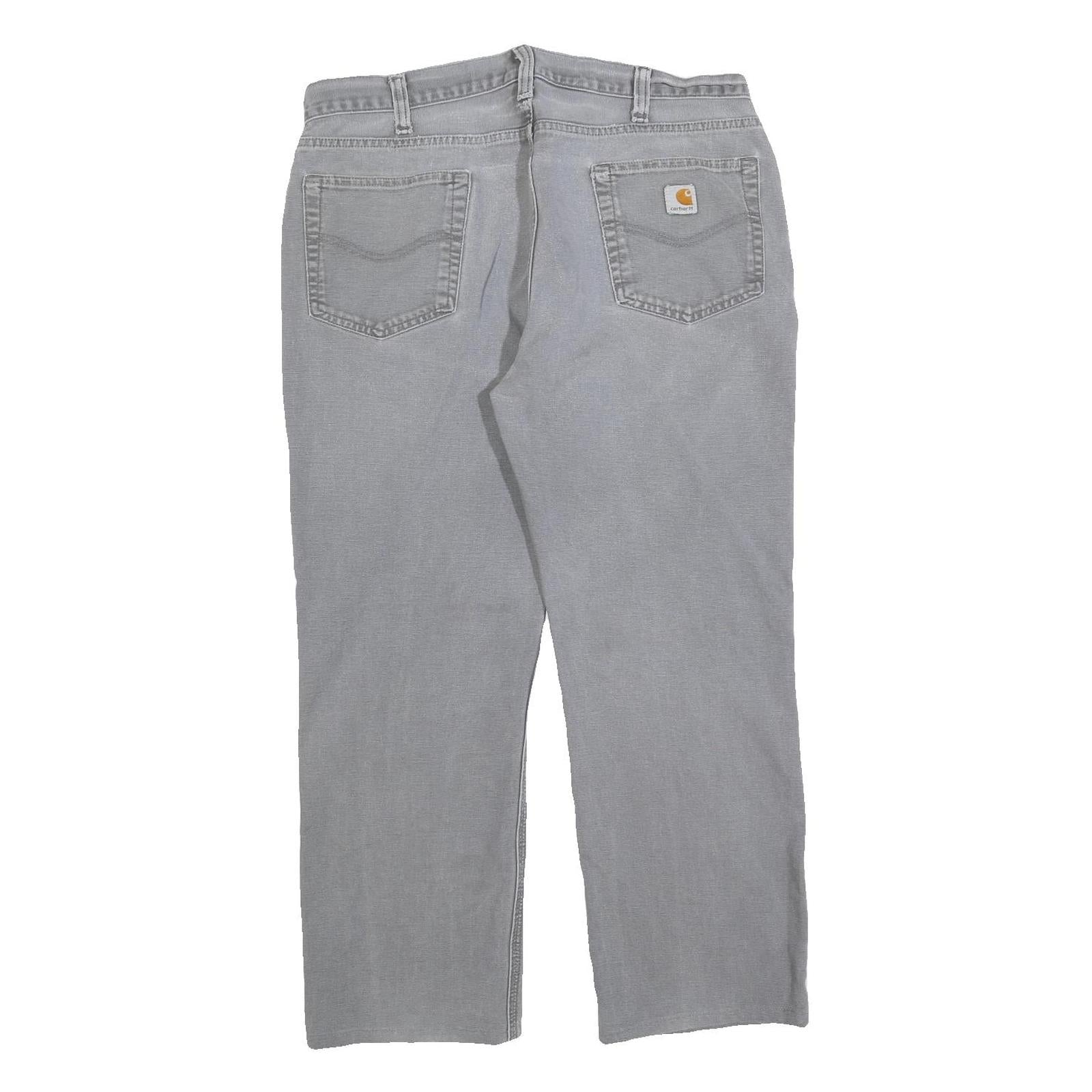 CARHARTT Mens Jeans Grey Relaxed Straight Denim Medium W36 L27 Workwear Zip