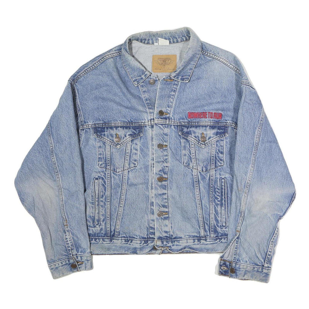 INTERNATIONAL DENIM Mens Blue Cotton Denim Jacket XL Button Plain Casual Classic