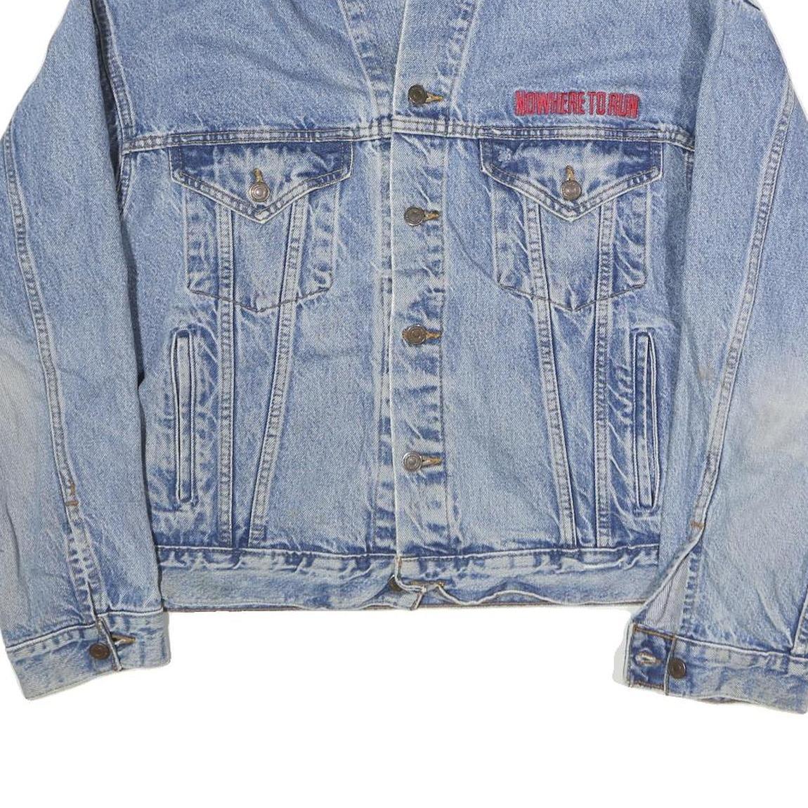 INTERNATIONAL DENIM Mens Blue Cotton Denim Jacket XL Button Plain Casual Classic