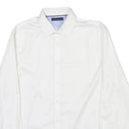 TOMMY HILFIGER Mens White Plain Shirt L Classic Formal Button Down Collar