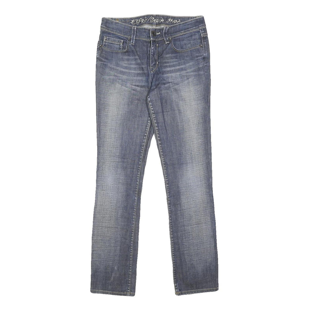 ESPRIT Womens Slim Blue Denim Light W28 L32 Faded Detail Zip Cotton Blend Jeans