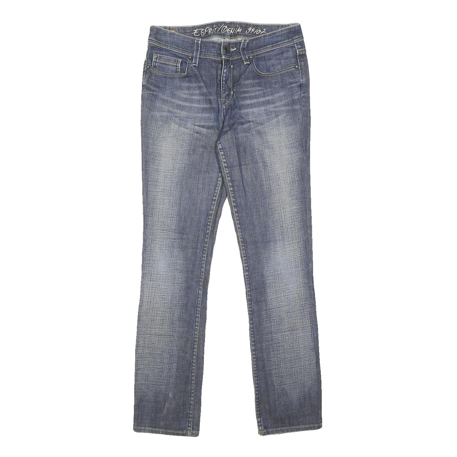 ESPRIT Womens Slim Blue Denim Light W28 L32 Faded Detail Zip Cotton Blend Jeans