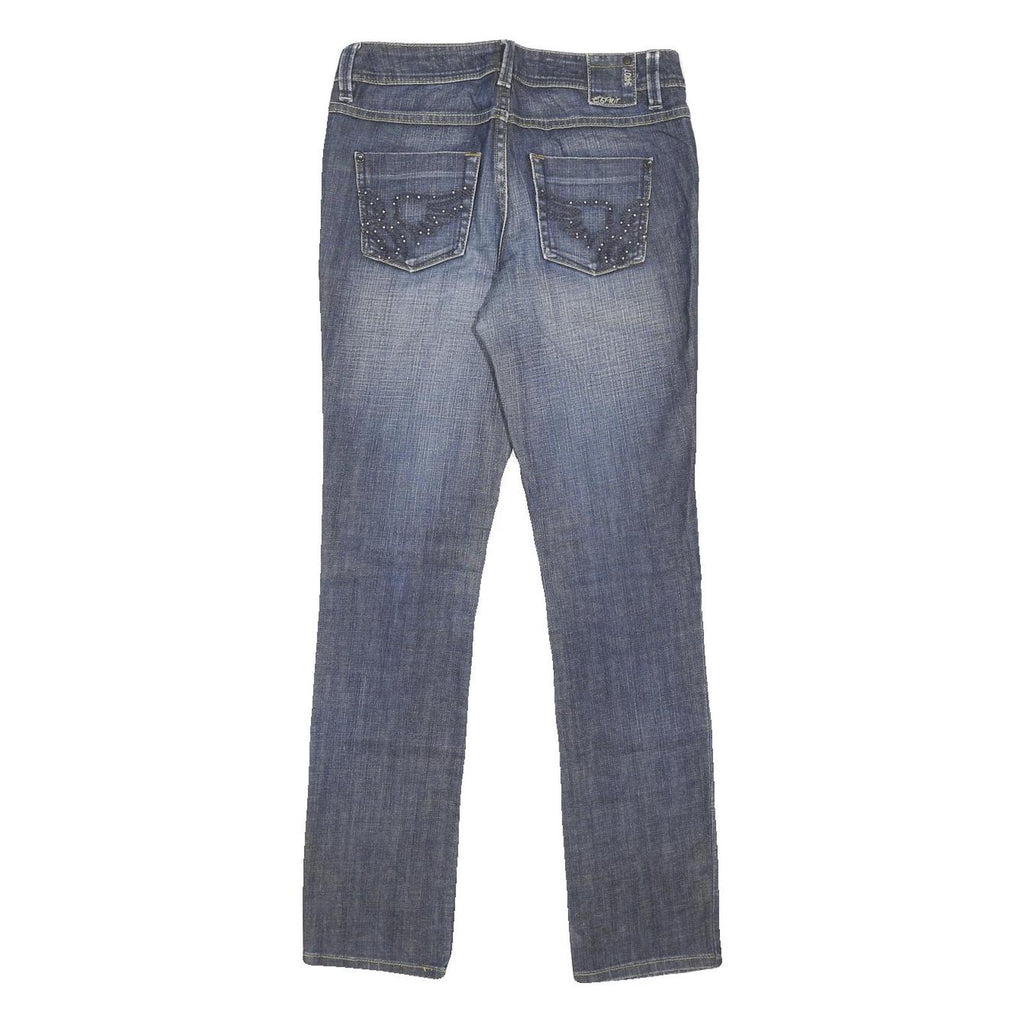 ESPRIT Womens Slim Blue Denim Light W28 L32 Faded Detail Zip Cotton Blend Jeans