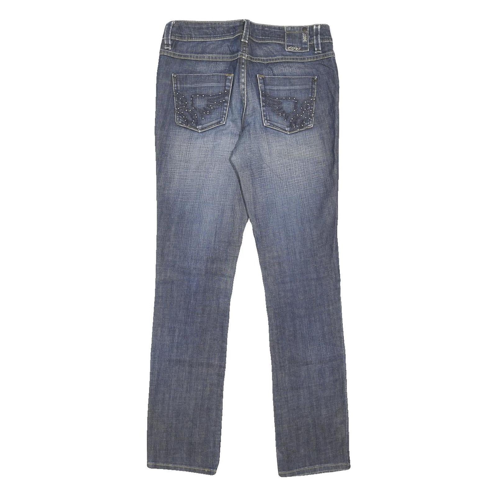 ESPRIT Womens Slim Blue Denim Light W28 L32 Faded Detail Zip Cotton Blend Jeans