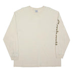 CARHARTT Mens Cream White Logo Print Long Sleeve Crew Neck XL Cotton Shirt