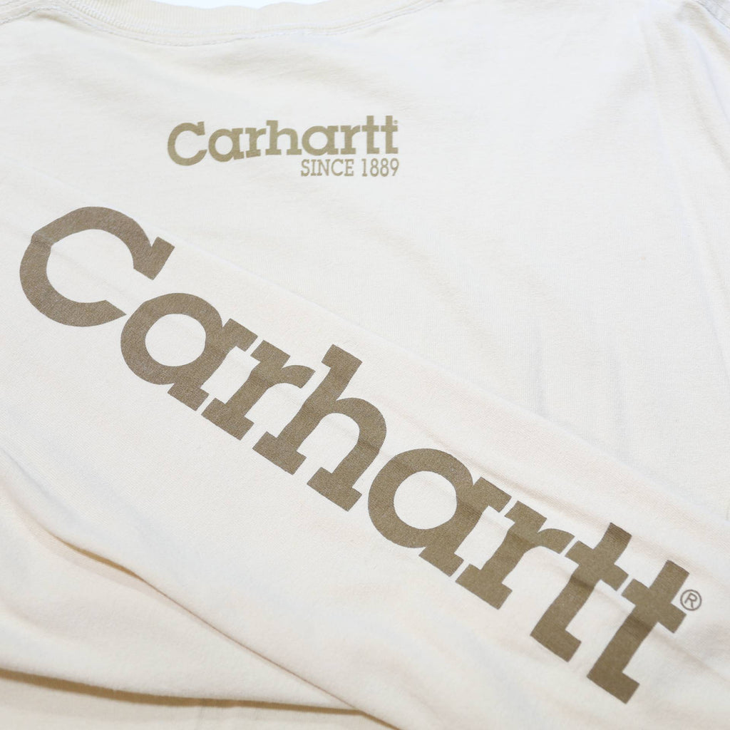 CARHARTT Mens Cream White Logo Print Long Sleeve Crew Neck XL Cotton Shirt