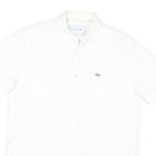 LACOSTE Mens White Cotton Blend Short Sleeve Shirt M Classic Logo Casual