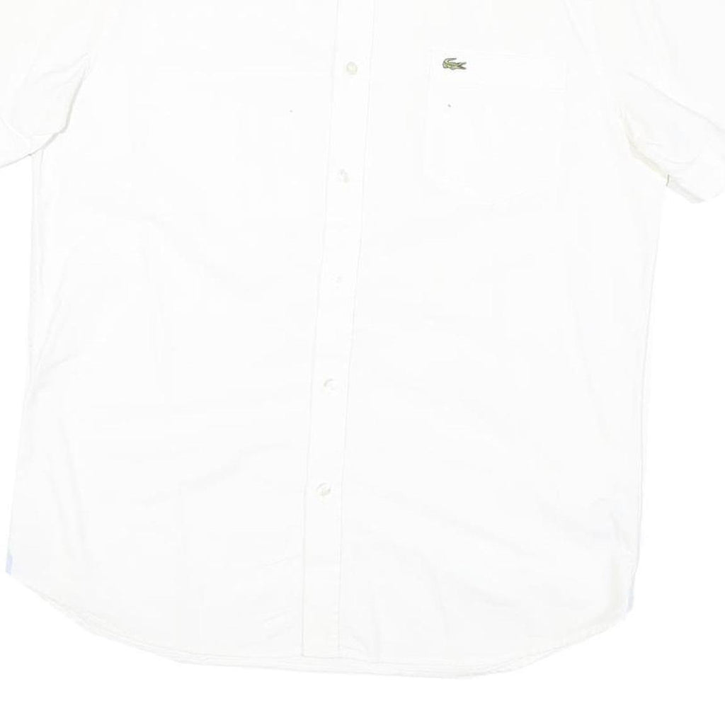 LACOSTE Mens White Cotton Blend Short Sleeve Shirt M Classic Logo Casual