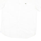 LACOSTE Mens White Cotton Blend Short Sleeve Shirt M Classic Logo Casual