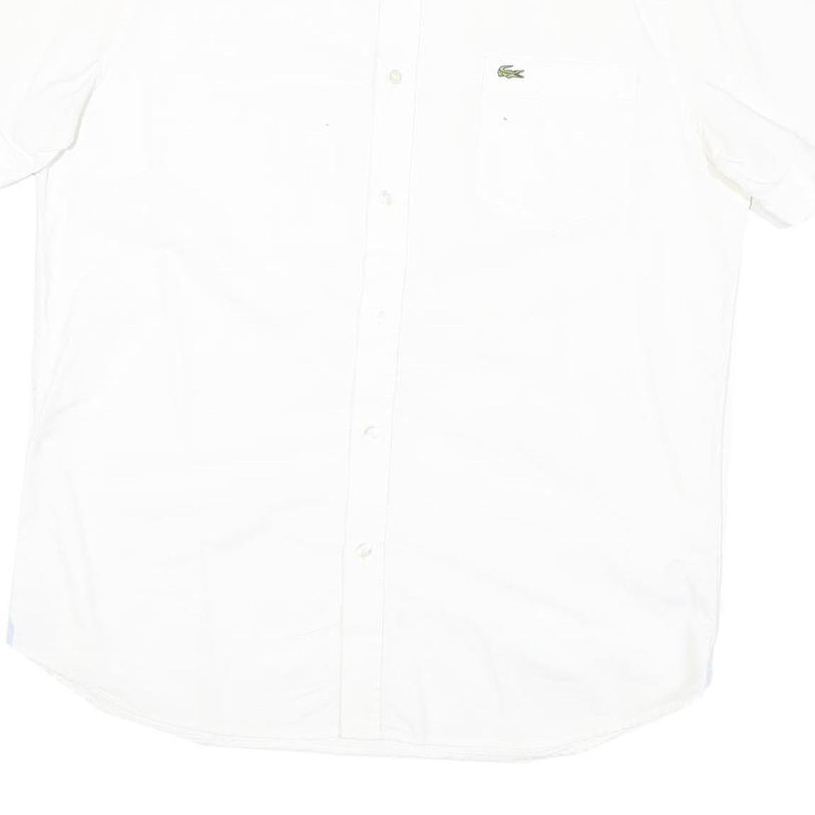 LACOSTE Mens White Cotton Blend Short Sleeve Shirt M Classic Logo Casual