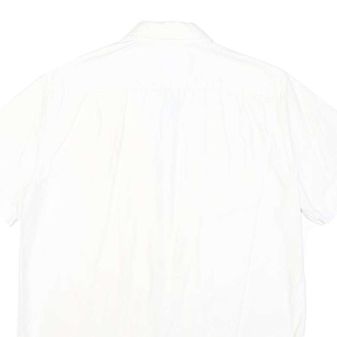 LACOSTE Mens White Cotton Blend Short Sleeve Shirt M Classic Logo Casual