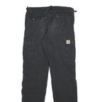 CARHARTT Mens Cotton Blend Black Relaxed Cargo Trousers W30 L31 Workwear Zip