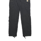 CARHARTT Mens Cotton Blend Black Relaxed Cargo Trousers W30 L31 Workwear Zip