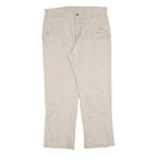 CARHARTT Mens Cotton Blend Beige Relaxed Straight Trousers W36 L32 Workwear Zip