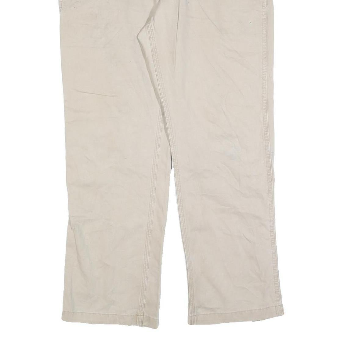 CARHARTT Mens Cotton Blend Beige Relaxed Straight Trousers W36 L32 Workwear Zip