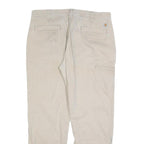CARHARTT Mens Cotton Blend Beige Relaxed Straight Trousers W36 L32 Workwear Zip