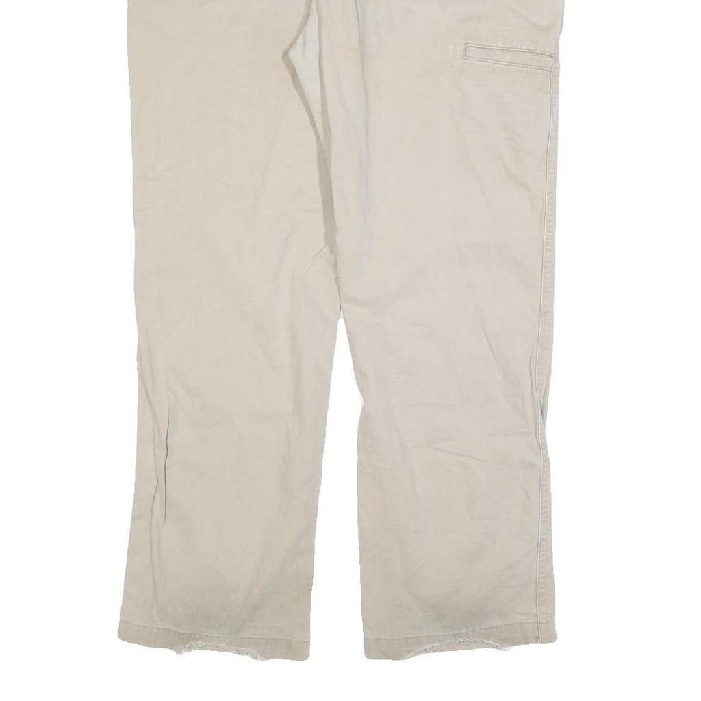 CARHARTT Mens Cotton Blend Beige Relaxed Straight Trousers W36 L32 Workwear Zip