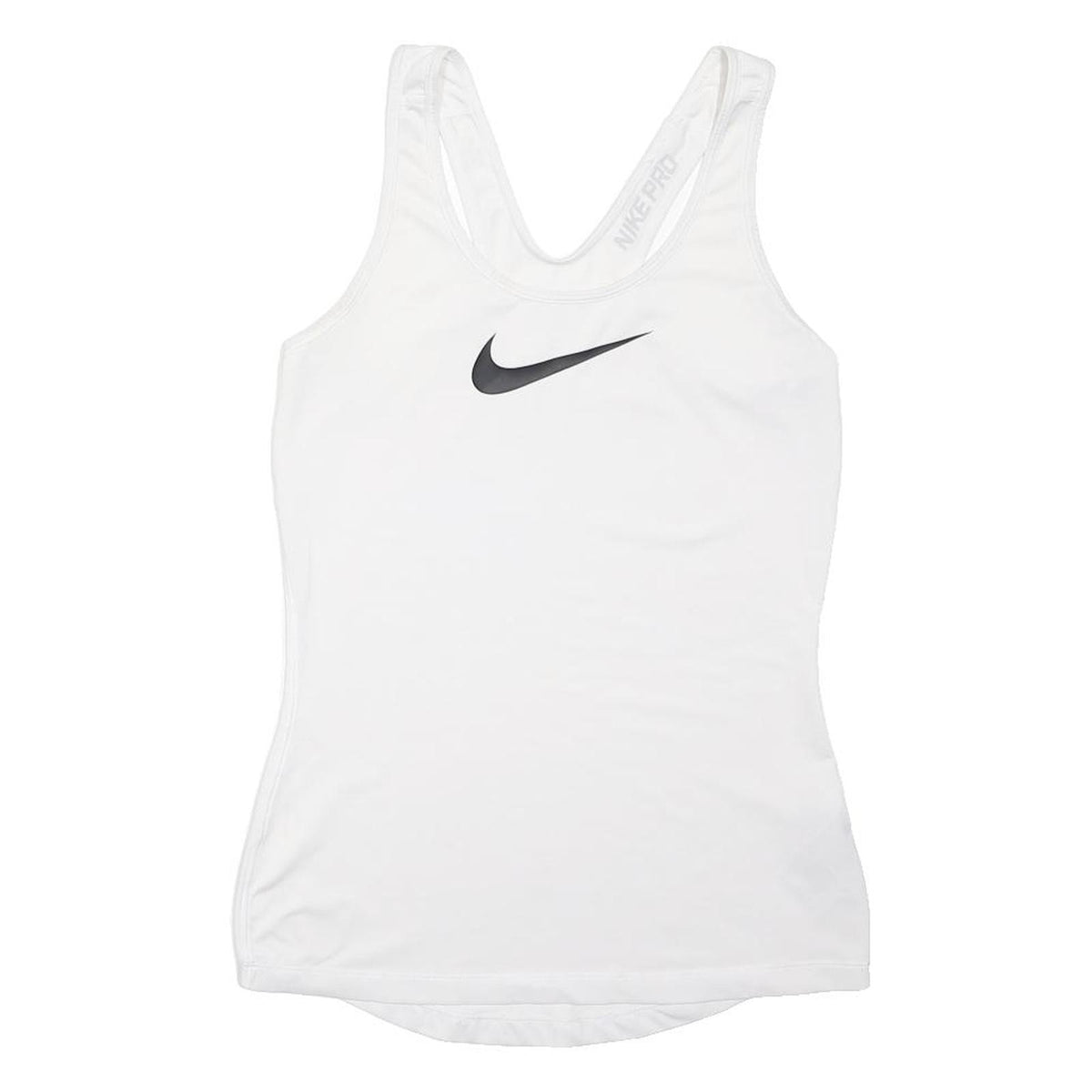 NIKE PRO Womens White & Black Athletic Vest S Sleeveless Scoop Neck Sports