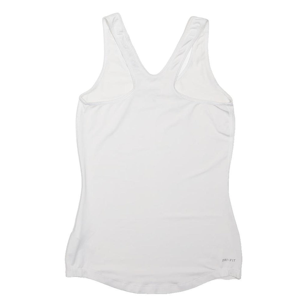NIKE PRO Womens White & Black Athletic Vest S Sleeveless Scoop Neck Sports