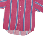 VAN HEUSEN Mens Red & Blue Striped Cotton Blend Shirt L Button-Down Collar Short