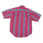 VAN HEUSEN Mens Red & Blue Striped Cotton Blend Shirt L Button-Down Collar Short