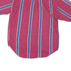 VAN HEUSEN Mens Red & Blue Striped Cotton Blend Shirt L Button-Down Collar Short