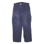 CARHARTT Mens Cotton Blend Navy Blue Regular Fit Cargo Trousers W33 L30 Utility