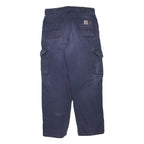 CARHARTT Mens Cotton Blend Navy Blue Regular Fit Cargo Trousers W33 L30 Utility