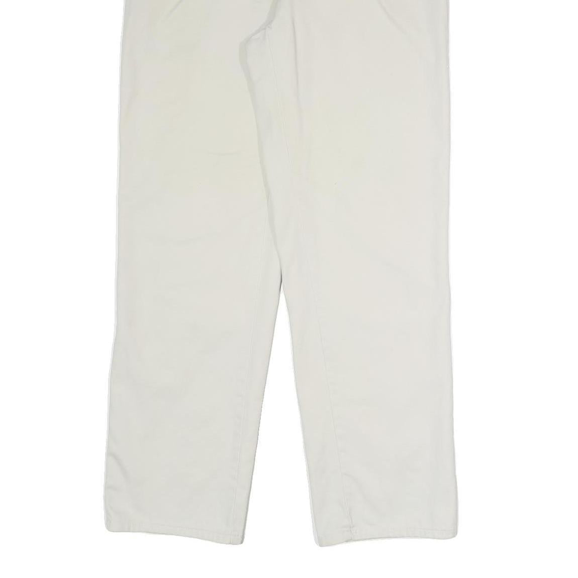 DOCKERS Mens Cotton Blend White Regular Straight Trousers W30 L29 Classic Zip