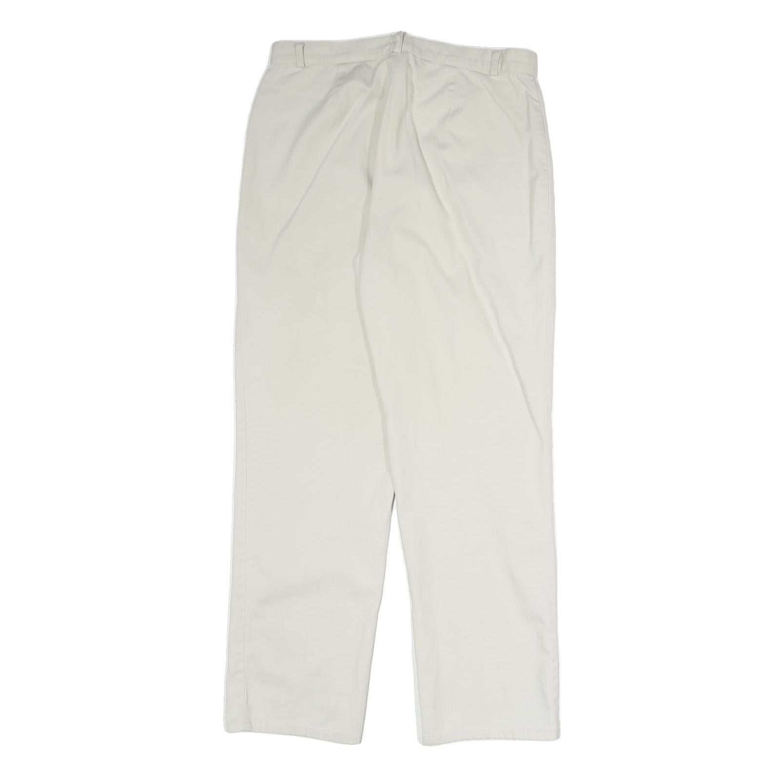 DOCKERS Mens Cotton Blend White Regular Straight Trousers W30 L29 Classic Zip