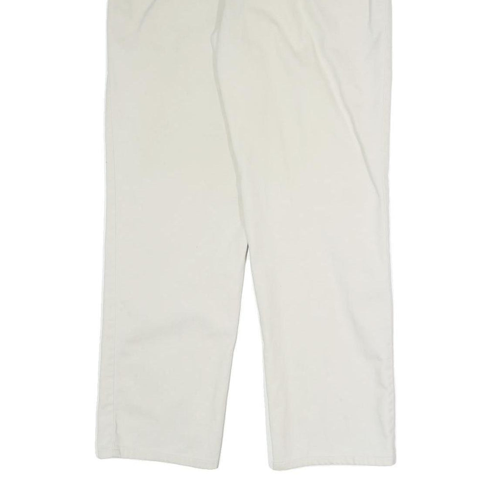 DOCKERS Mens Cotton Blend White Regular Straight Trousers W30 L29 Classic Zip