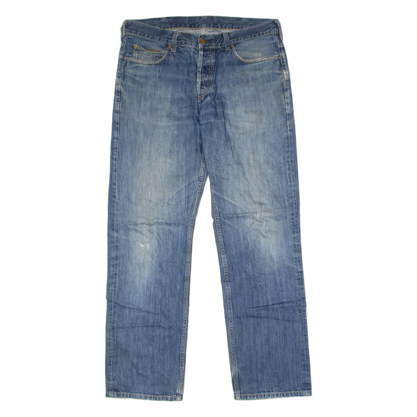 CARHARTT WIP Texas Mens Jeans Blue Regular Straight Stone Wash W36 L31