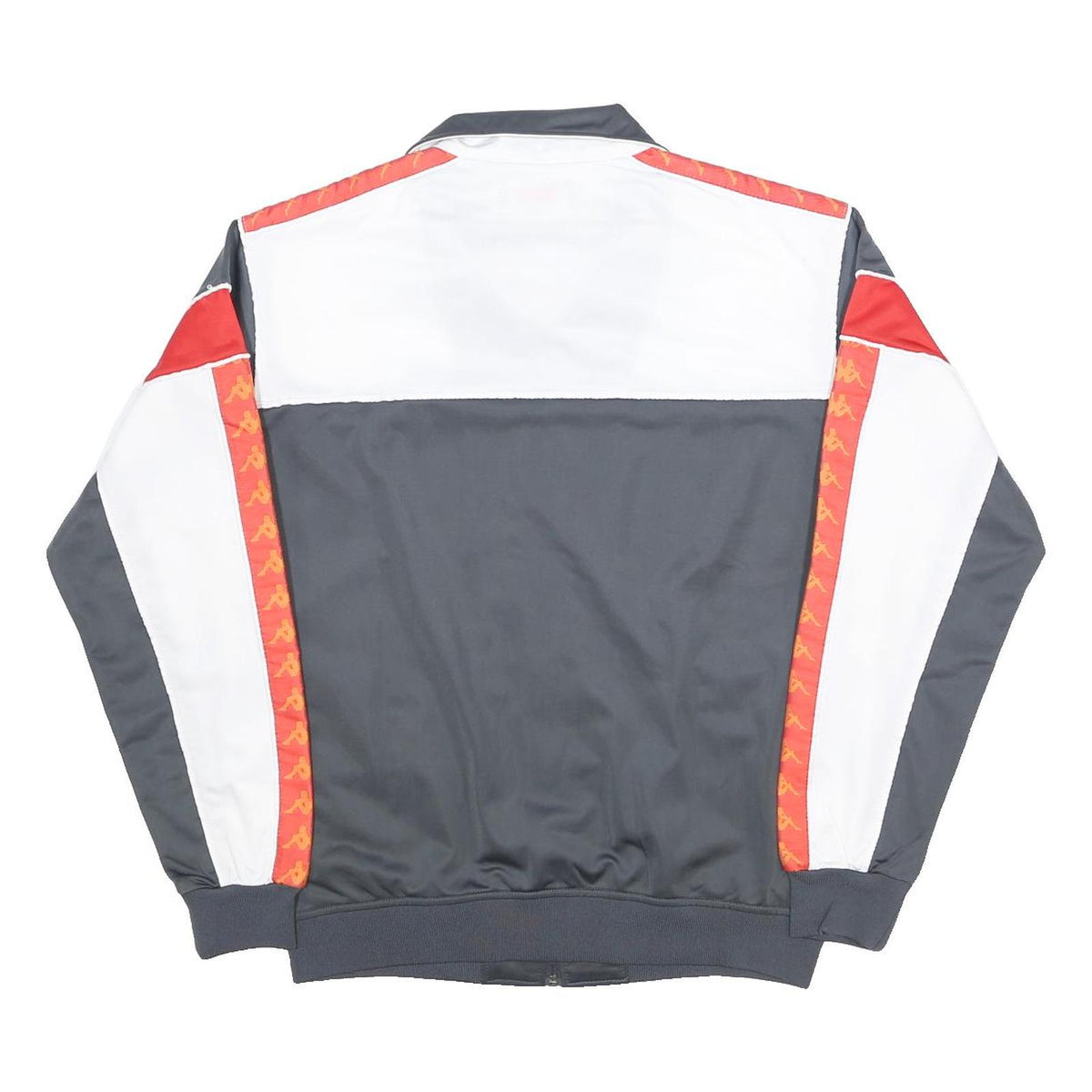 KAPPA Mens Grey & White Red Logo Tape Track Jacket L Polyester Zip