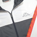 KAPPA Mens Grey & White Red Logo Tape Track Jacket L Polyester Zip
