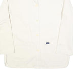 TRESORS DES OCEANS Womens White Button Cotton Blend Jacket M Plain Casual Smart
