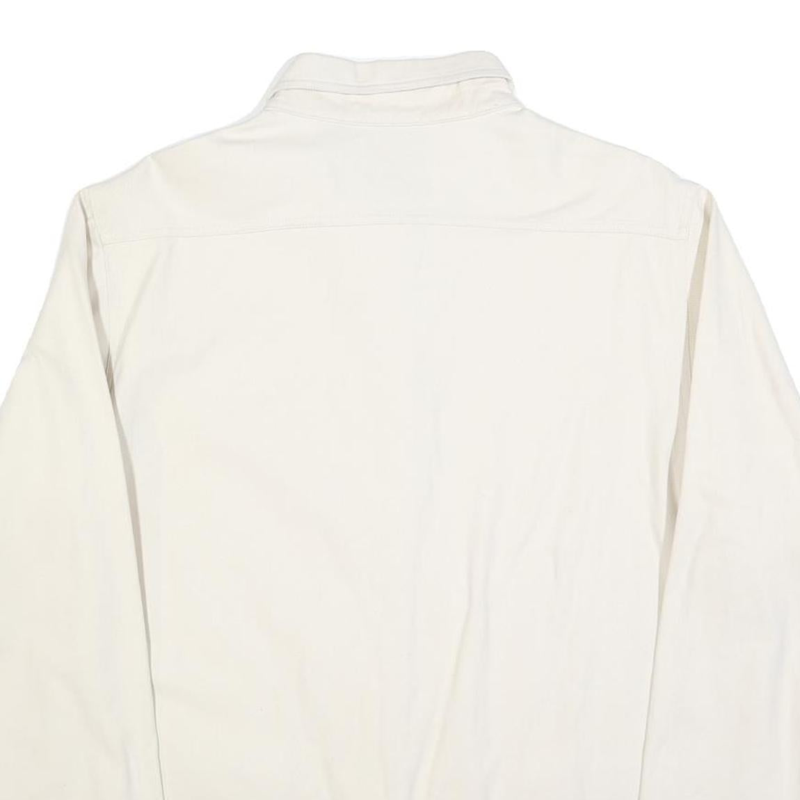 TRESORS DES OCEANS Womens White Button Cotton Blend Jacket M Plain Casual Smart