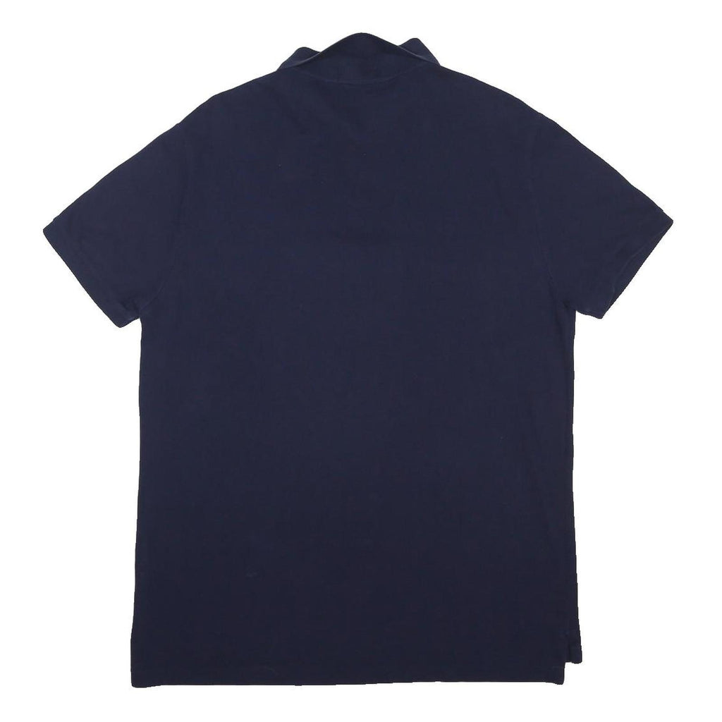 POLO RALPH LAUREN Mens Navy Blue Short Sleeve Plain L Cotton Blend Polo Shirt
